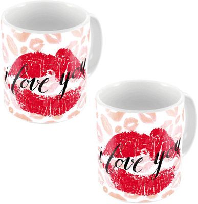 

Kaarigar Little India Designer Romantic Print Coffees Pair 788 Ceramic Mug(300 ml, Pack of 2), Multicolor