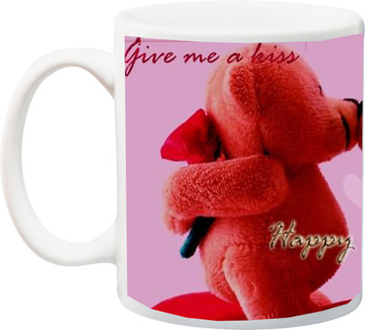 

ME&YOU Gift for Husband/Wife/Boyfriend/Girlfriend/lover;happy kiss day Red Printed Ceramic Mug(325 ml), Multicolor