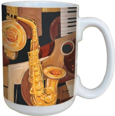 

Tree-Free Greetings Greetings lm43402 Cool Abstract Saxophone by Paul Brent Ceramic with Full-Sized Handle, 15-Ounce Ceramic Mug(60 ml), Multicolor