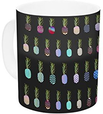 

Kess InHouse InHouse Monika Strigel Pineapple People Black Black Ceramic Coffee, 11 oz, Multicolor Ceramic Mug(60 ml)