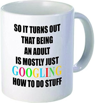 

Rikki Knight Knight Adult Googling How to Do Stuff Funny Quotes Design Ceramic Coffee Cups, 11 oz, White Ceramic Mug(60 ml), Multicolor