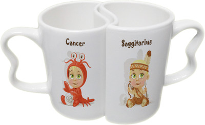 

Ucard Cancer and Saggitarius Zodiac Sign Valentines Day Couple Bone China, Ceramic, Porcelain Mug(325 ml), Multicolor