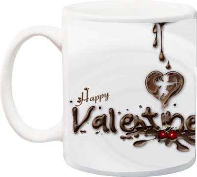 

ME&YOU Gift for Husband,Wife;Happy Valentines Day Printed Ceramic Mug(325 ml), Multicolor