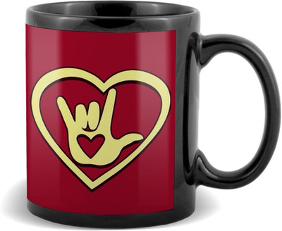 

SKY TRENDS I Love You With Yellow Heart Black Coffee Valetine's Ceramic Mug(320 ml)