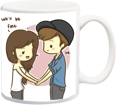 

ME&YOU Gift for Husband/Wife/Boyfriend/Girlfriend;Couple On Valentine's Day And Anniversary well be fine,Ok Printed Ceramic Mug(325 ml), Multicolor