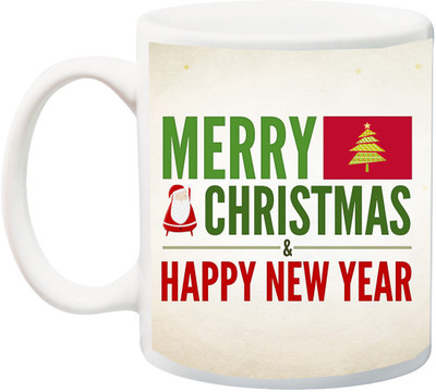 

ME&YOU Merry Christmas and Happy New Year Wishes and Greetings Ceramic Mug(325 ml), Multicolor