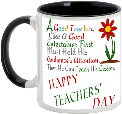 

AllUPrints Teacher Teaches Lesson For Life Ceramic Mug(325 ml), Black