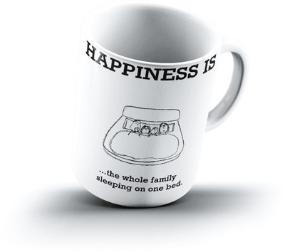 

Ucard Happiness Is1540 Bone China, Ceramic, Porcelain Mug(325 ml), Multicolor