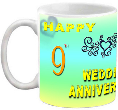 

EFW Happy 9th Wedding Anniversary 325ml Photo Personalized Ceramic Mug(325 ml), White