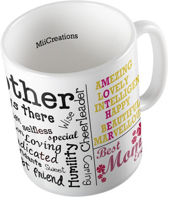 

MiiCreations Printed Mother's Day | Mother's Collarge Ceramic Mug(325 ml), Multicolor