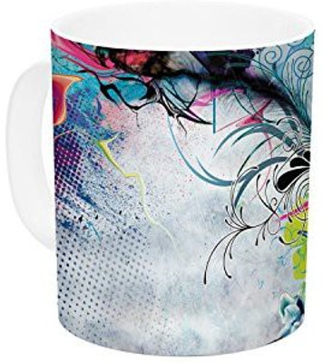 

Kess InHouse InHouse Mat Miller Streaming Eyes Abstract Ceramic Coffee, 11 oz, Multicolor Ceramic Mug(60 ml)