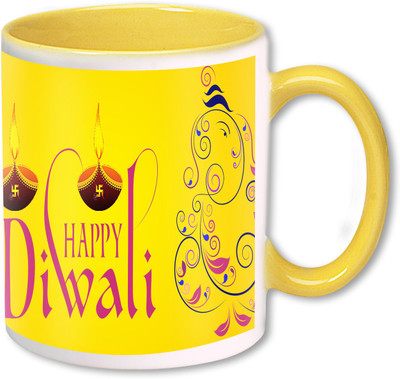 

Heyworlds happy diwali gifts 85 Ceramic Mug(325 ml), Multicolor