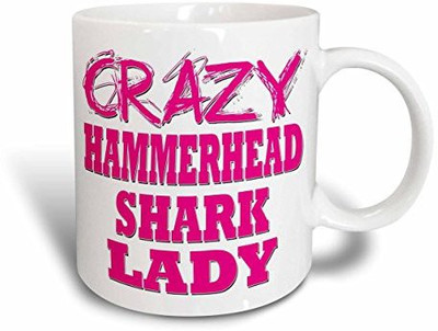 

3dRose Crazy Hammerhead Shark Lady Ceramic, 11 oz, White Ceramic Mug(60 ml), Multicolor