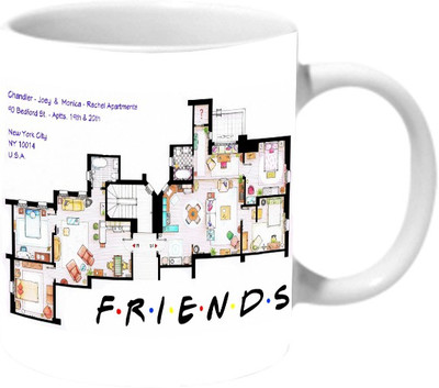 

Mooch Wale Friends Apartments Blue Print Ceramic Mug(325 ml), Multicolor