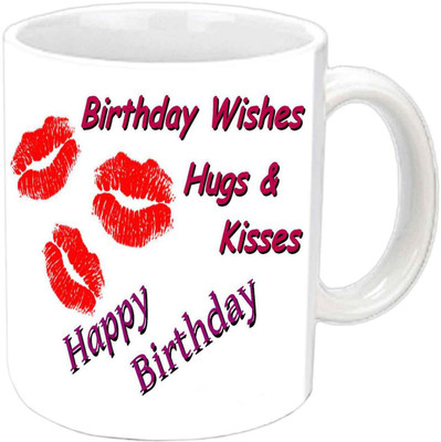 

Raj Laxmi 3 lips lovers b'day white mug Ceramic Mug(350 ml)