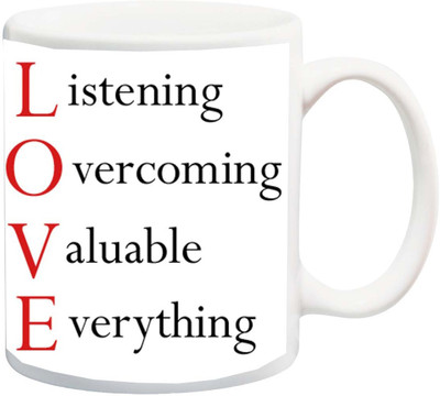 

ME&YOU Happy Rose Day;Listening Overcoming Valuable Everything Printed Ceramic Mug(325 ml), Multicolor