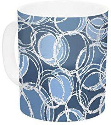 

Kess InHouse InHouse Julia Grifol Simple Circles in Blue Ceramic Coffee, 11 oz, Multicolor Ceramic Mug(60 ml)