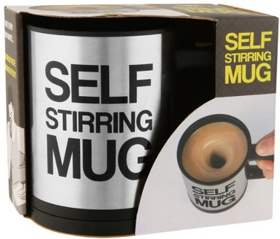

Mypartyshoponline Self Stirring Ceramic Mug, Black