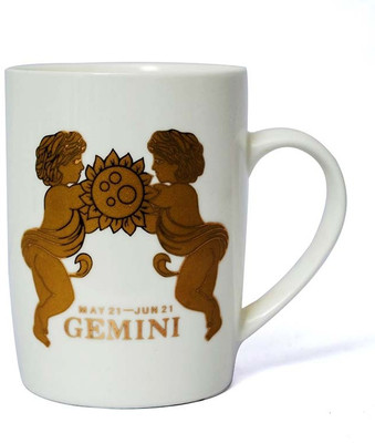 

Painting Mantra Gemini Sun Sign Ceremic Ceramic Mug, Gold;white