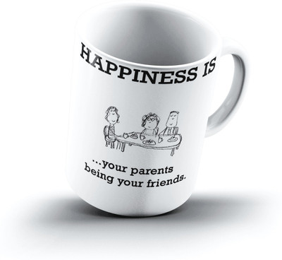 

Ucard Happiness Is1199 Bone China, Ceramic, Porcelain Mug(325 ml), Multicolor