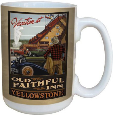 

Tree-Free Greetings Greetings 79471 Yellowstone National Park Old Faithful Inn by Paul A. Lanquist Ceramic with Full-Sized Handle, 15-Ounce, Multicolored Ceramic Mug(60 ml), Multicolor