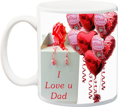 

ME&YOU Gift for father/Daddy;I Love you Dad 3D printed Ceramic Mug(325 ml), Multicolor