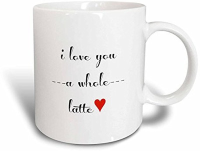 

3dRose I Love You A Whole Latte Ceramic, 15 oz, White Ceramic Mug(60 ml), Multicolor