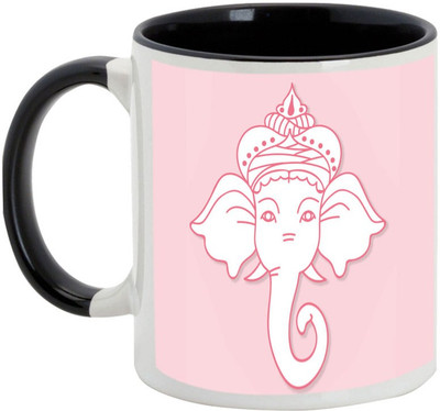 

AllUPrints Gifts For Diwali - Lord Ganesha Blessings On Deepawali Ceramic Mug(325 ml), Black