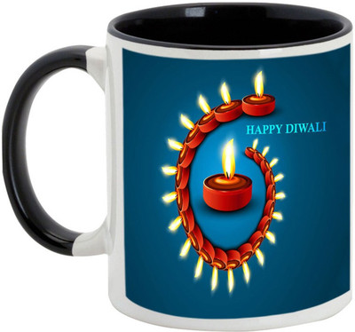 

AllUPrints Gifts For Diwali - Have A Breathtaking Deepawali Ceramic Mug(325 ml), Black