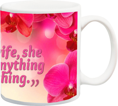 

ME&YOU Gift for Husband/Wife/Girlfriend/Boyfriend/Lover;"I Love My wife,she red Rose printed Ceramic Mug(325 ml), Multicolor