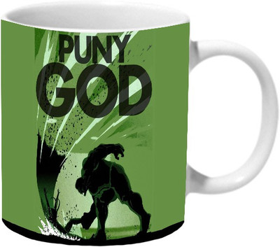 

Mooch Wale Hulk Smashes Puny God Ceramic Mug(325 ml), Multicolor