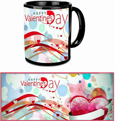 

Raj Laxmi Heart gift valentine black Ceramic Mug(350 ml)