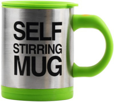 

Go Hooked Self Stir Stainless Steel, Plastic Mug(350 ml), Green