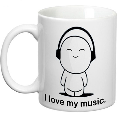 

Prithish I Love My Music Ceramic Mug(330 ml), Multicolor