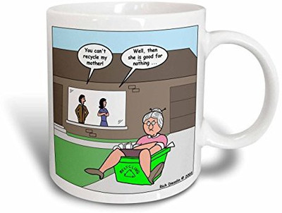 3dRose Mother-In-Law Recycling Ceramic, 11 oz, White Ceramic Mug(60 ml), Multicolor