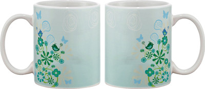 

Artifa Birds, Butterflies And Flowers Porcelain, Ceramic Mug(350 ml), Multicolor