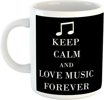 

Deeher Gifts Keep calm and love music forever Ceramic Mug(330 ml), Black;white