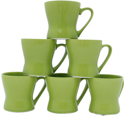 

Aarzool Duo Tone Bucket Shape Tea Cups Ceramic Mug(200 ml, Pack of 6), Green