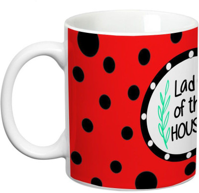 

Prithish Lady of the House Red Ceramic Mug(330 ml), Multicolor