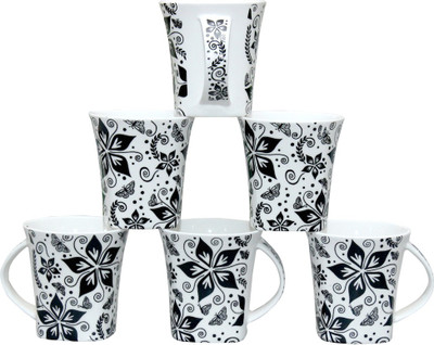 

Pearl Shagun-B Bone China(Black, Pack of 6)