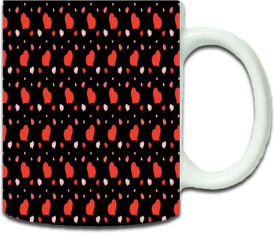 Maison N Mode Heart Pattern Coffee Ceramic Mug(330 ml), Multicolor