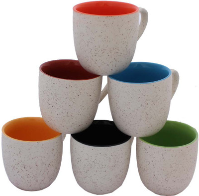 

Aarzool Dual tone Tea Cups Ceramic Mug(200 ml, Pack of 6), Multicolor