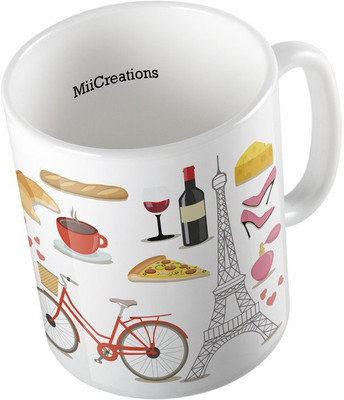

MiiCreations Printed Paris City Design Ceramic Mug(325 ml), Multicolor