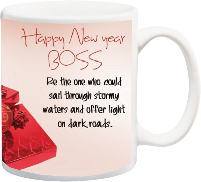 ME&YOU Gift for Happy new year;BOSS Be the one who could sail through stormy water and offer light on dark roats, printed Ceramic Coffee Mug(325 ml)