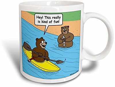 

3dRose Bears Kayaking Ceramic, 11 oz, White Ceramic Mug(60 ml), Multicolor