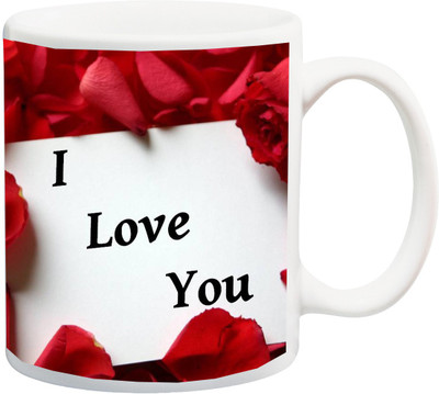 

ME&YOU Gift for Husband/Wife/Girlfriend/Boyfriend/Lover;I Love You Rose printed Ceramic Mug(325 ml), Multicolor
