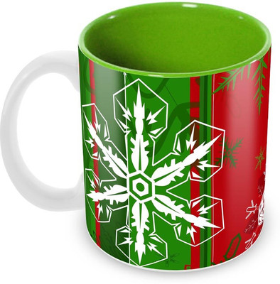 

Tuelip Beautiful Christmas leaf Ceramic Mug(350 ml), Multicolor