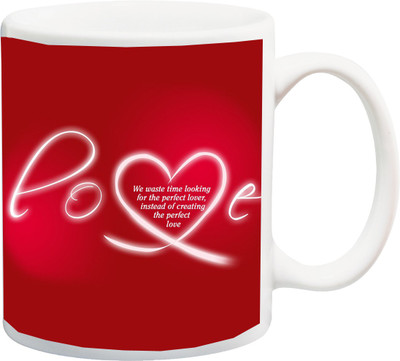 

ME&YOU Gift for Boyfriend/Girlfriend;Beautiful Stylish Font Love Deep Dark Red Printed Ceramic Mug(325 ml), Multicolor