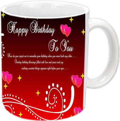 

Raj Laxmi sparkling lovers b'day white mug Ceramic Mug(350 ml)