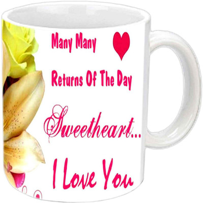 

Raj Laxmi louv you dear b'day white Ceramic Mug(350 ml)